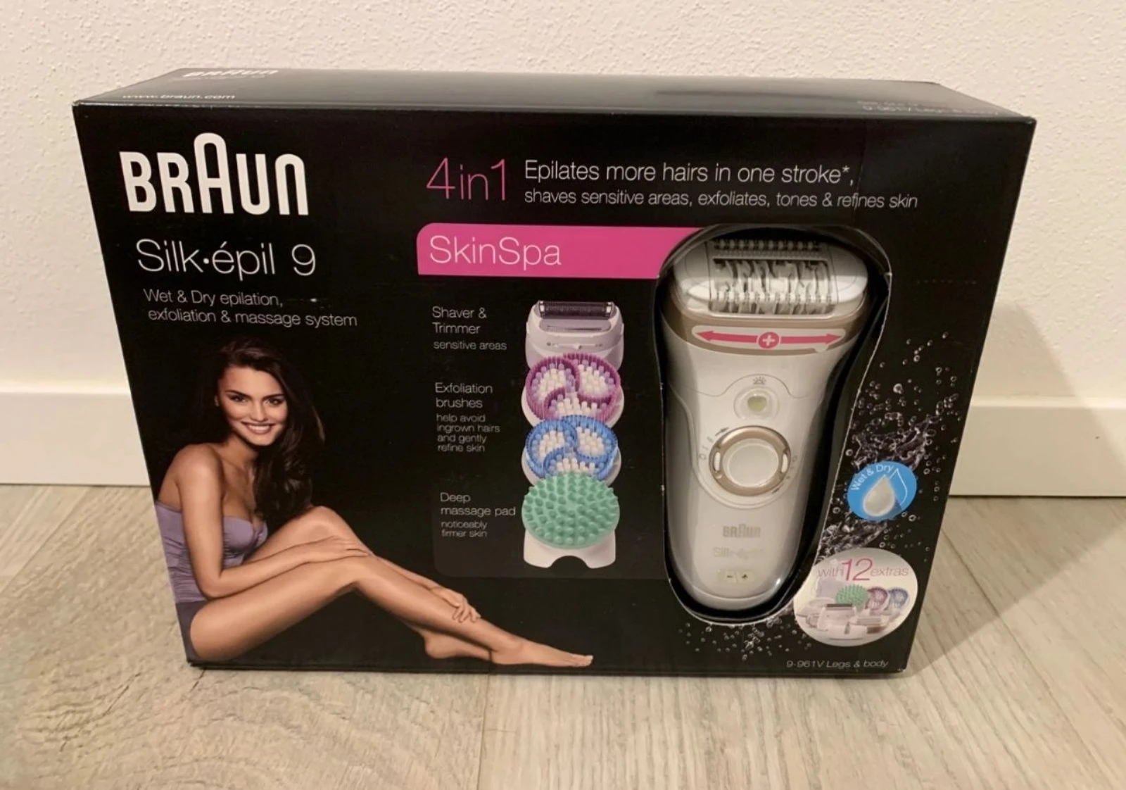 Kit beauté | Braun Silk-épil9 SkinSpa Epilateur sans fil Wet&Dry Système d'exfoliation + accessoires